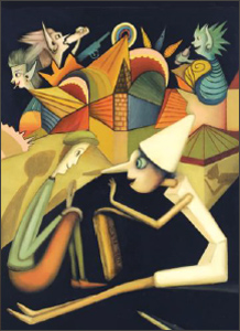 Present-Day Pinocchio - oil on canvas . 30X40 cm